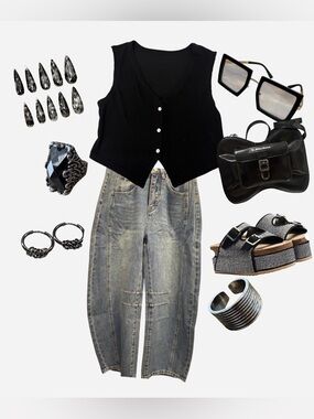 Black Platform Silver Buckle Slides